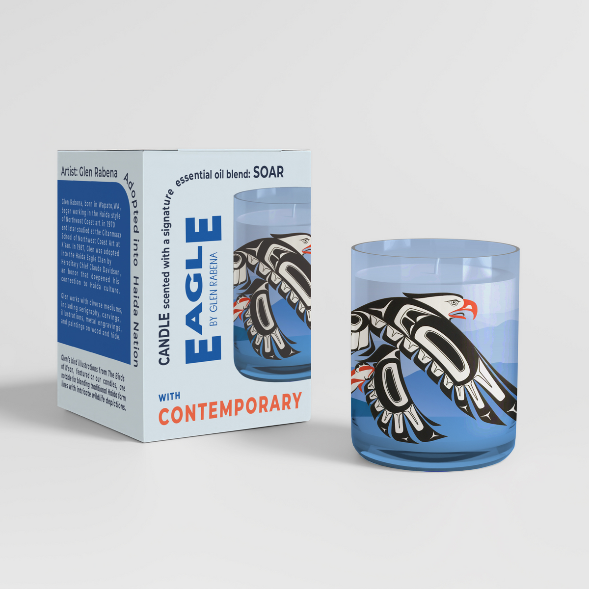 Scented Candle with 'Eagle' by Glen Rabena (adopted into Haida Nation)