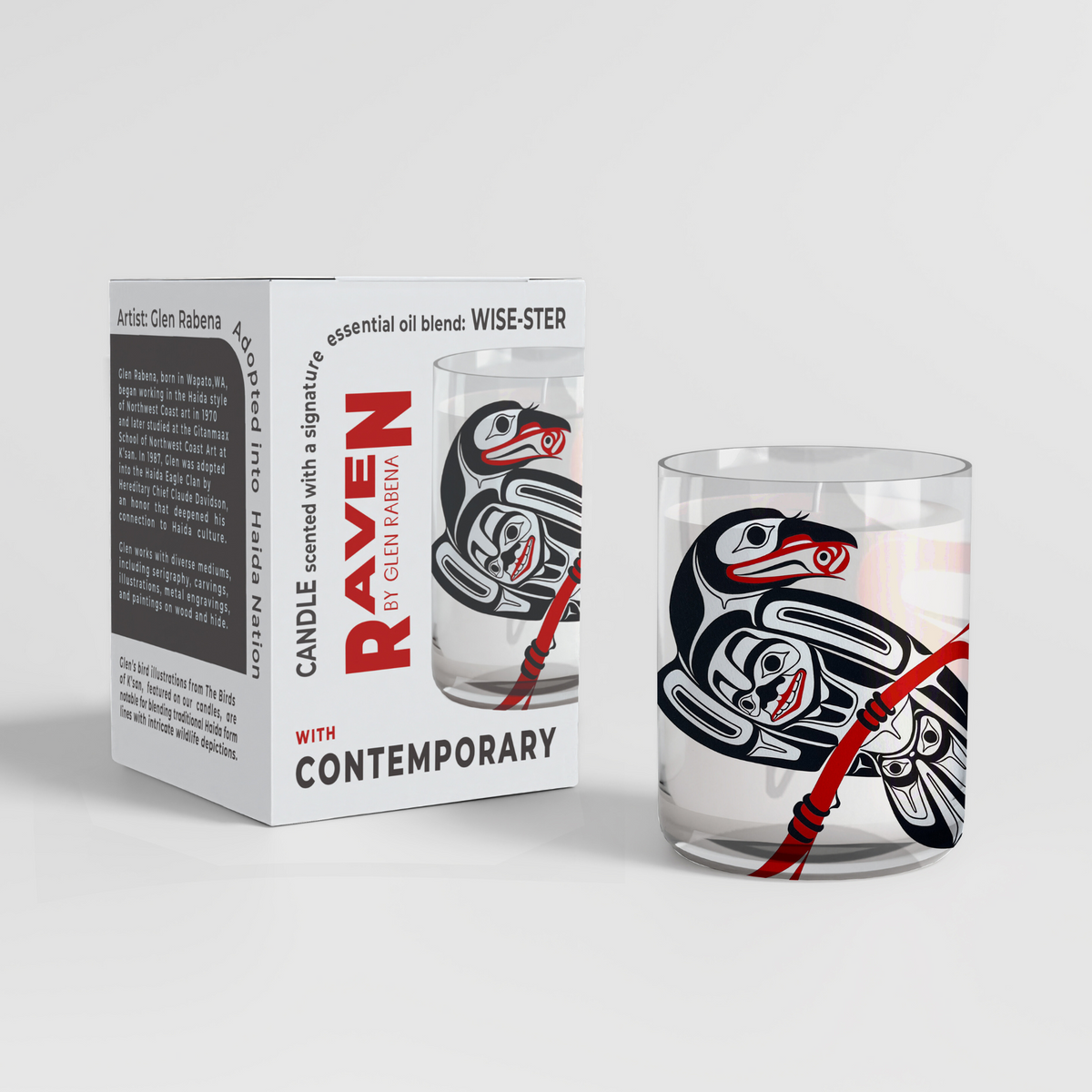 Scented Candle with 'Raven' by Glen Rabena (adopted into Haida Nation)