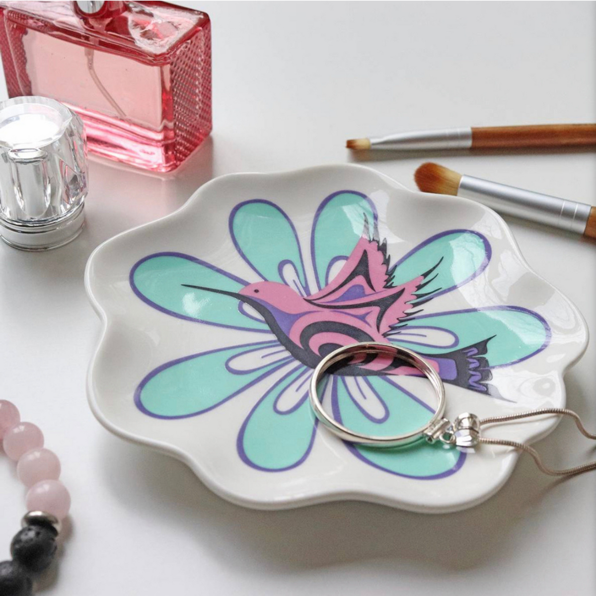 Ceramic Jewelry Dish w/ Contemporary Indigenous Design