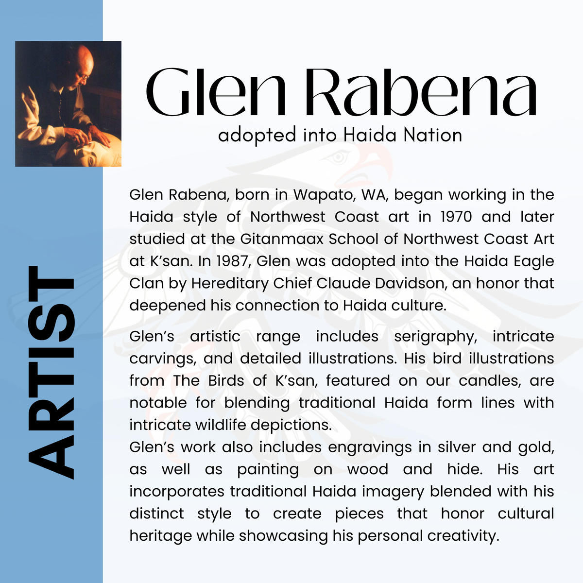 Scented Candle with 'Eagle' by Glen Rabena (adopted into Haida Nation)