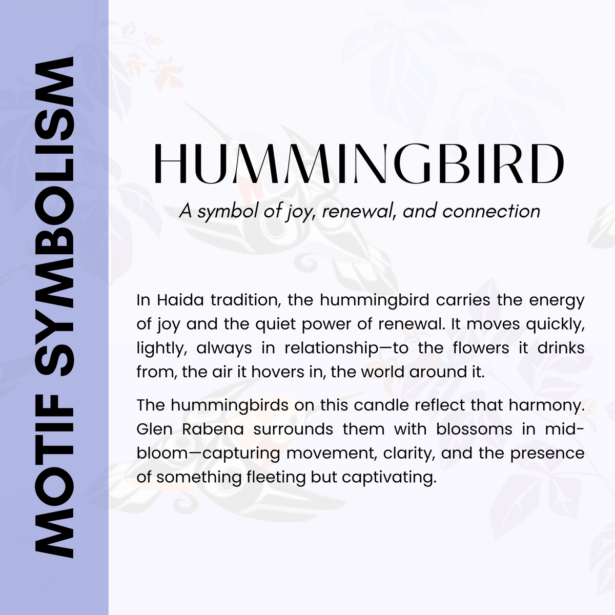 Scented Candle with 'Hummingbird' by Glen Rabena (adopted into Haida Nation)