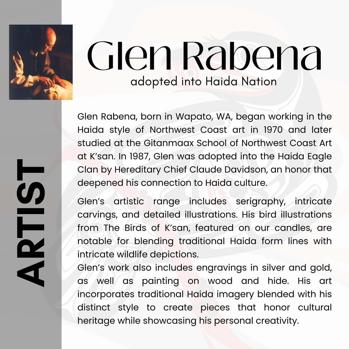 Scented Candle with 'Raven' by Glen Rabena (adopted into Haida Nation)