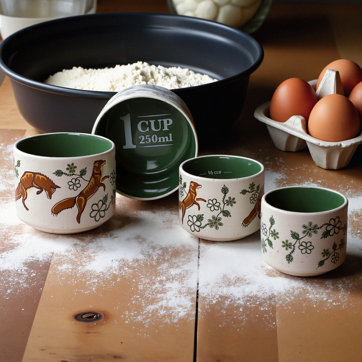 Ceramic Measuring Cups w/ Contemporary Indigenous Design