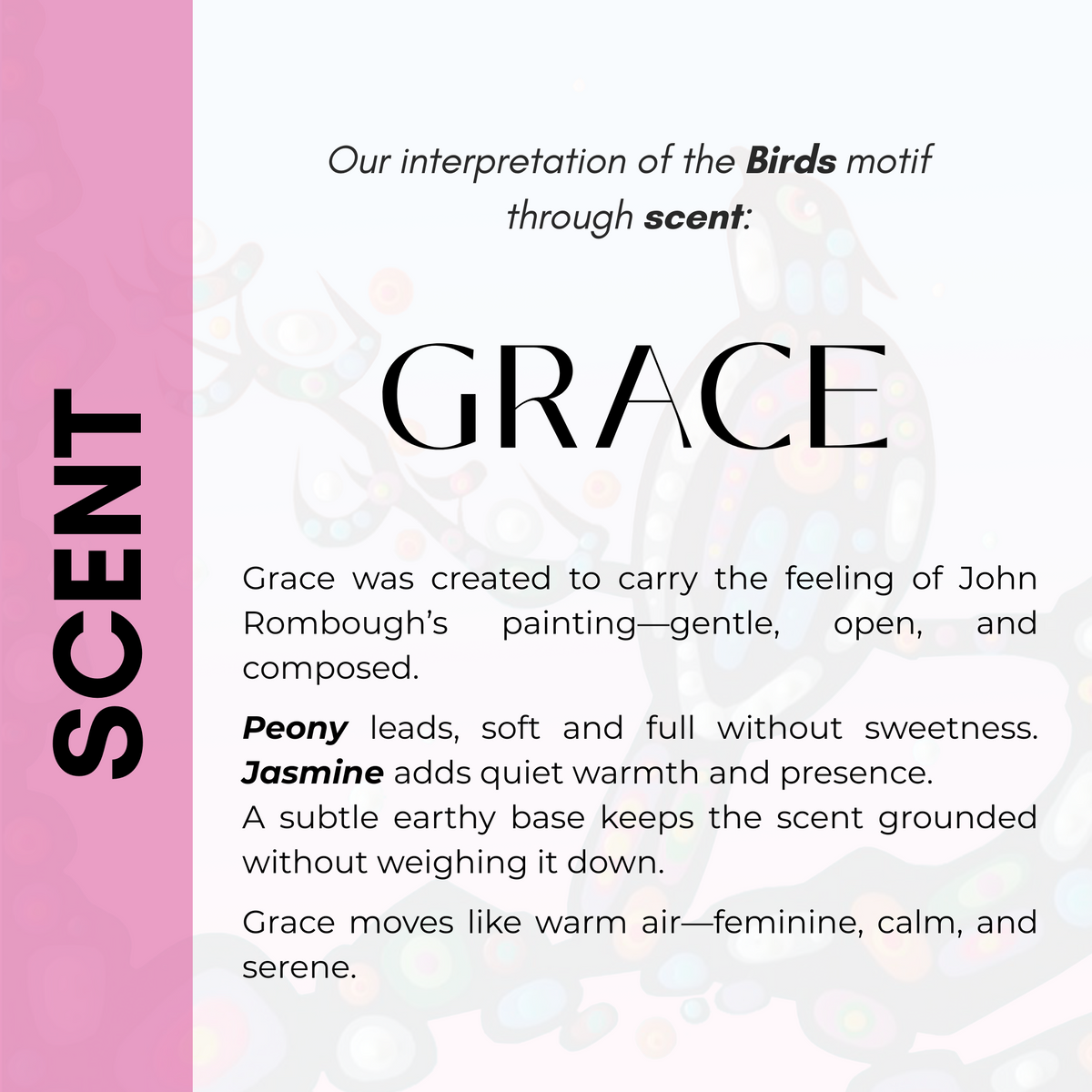 Scented Candle with 'Birds' by John Rombough (Denesuline Ancestral artist)