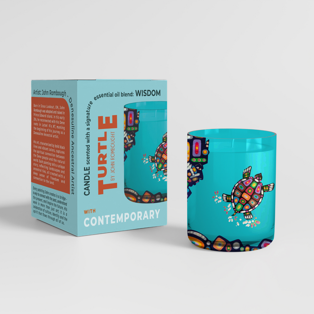Scented Candle with 'Turtle' by John Rombough (Denesuline Ancestral artist)
