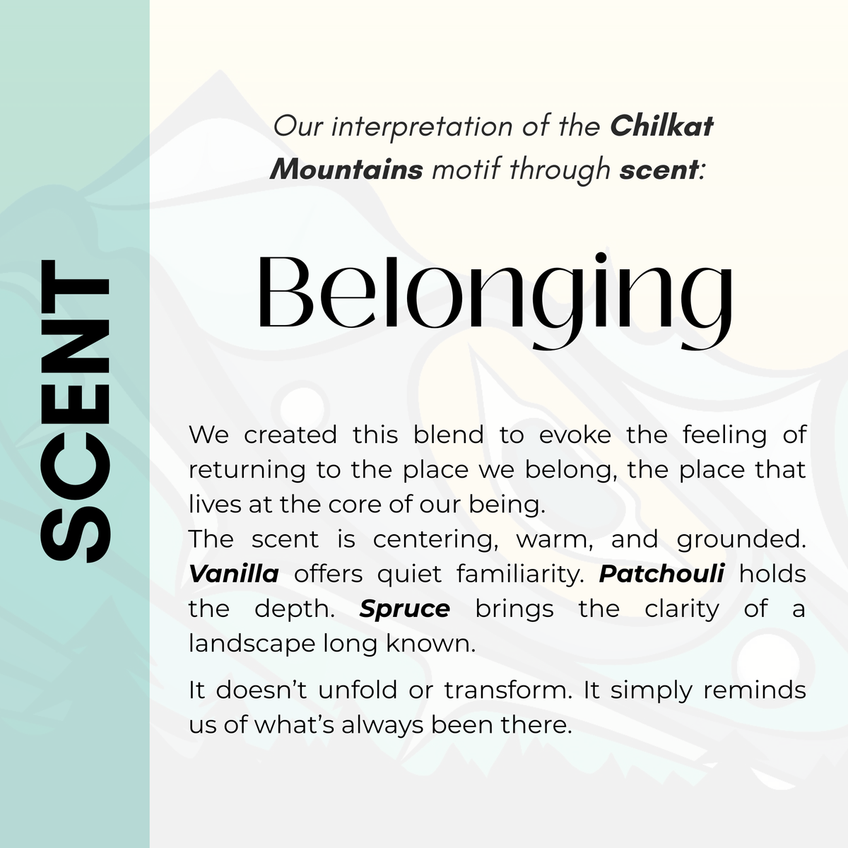 Scented Candle with 'Chilkat Mountain' by Michelle Stoney (Gitxsan and Cree Nation)