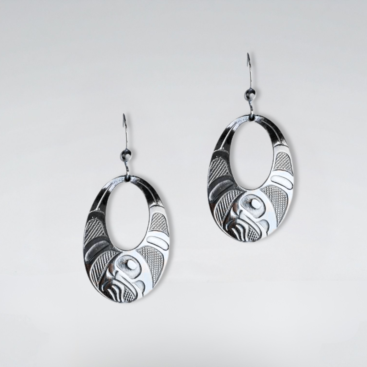 Raven Wing Oval Earrings