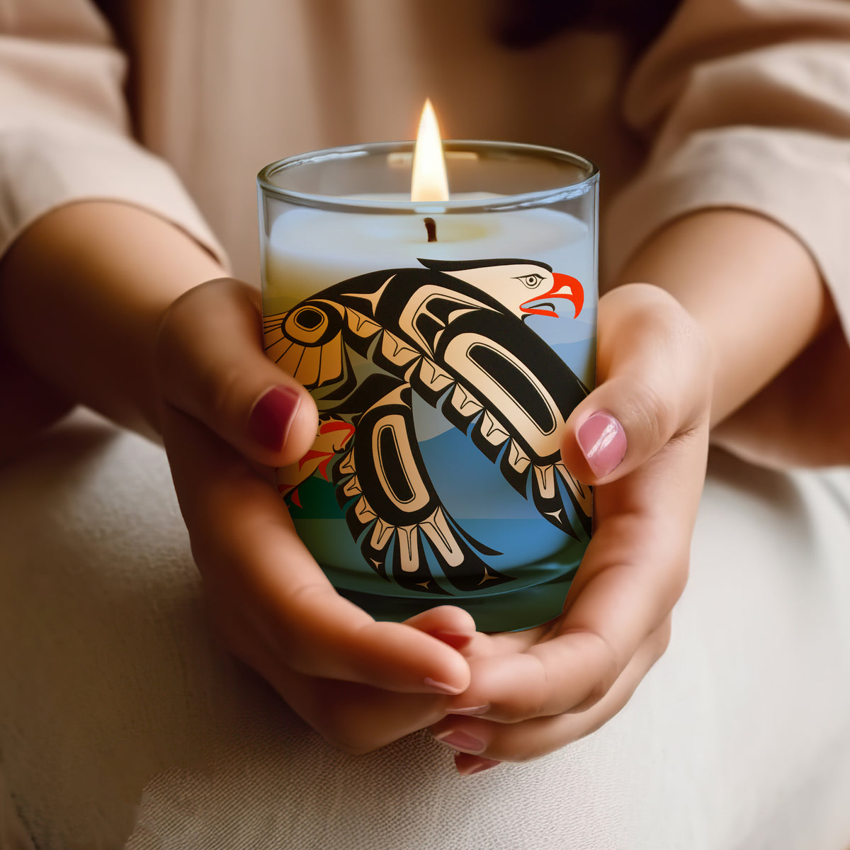 Scented Candle with 'Eagle' by Glen Rabena (adopted into Haida Nation)