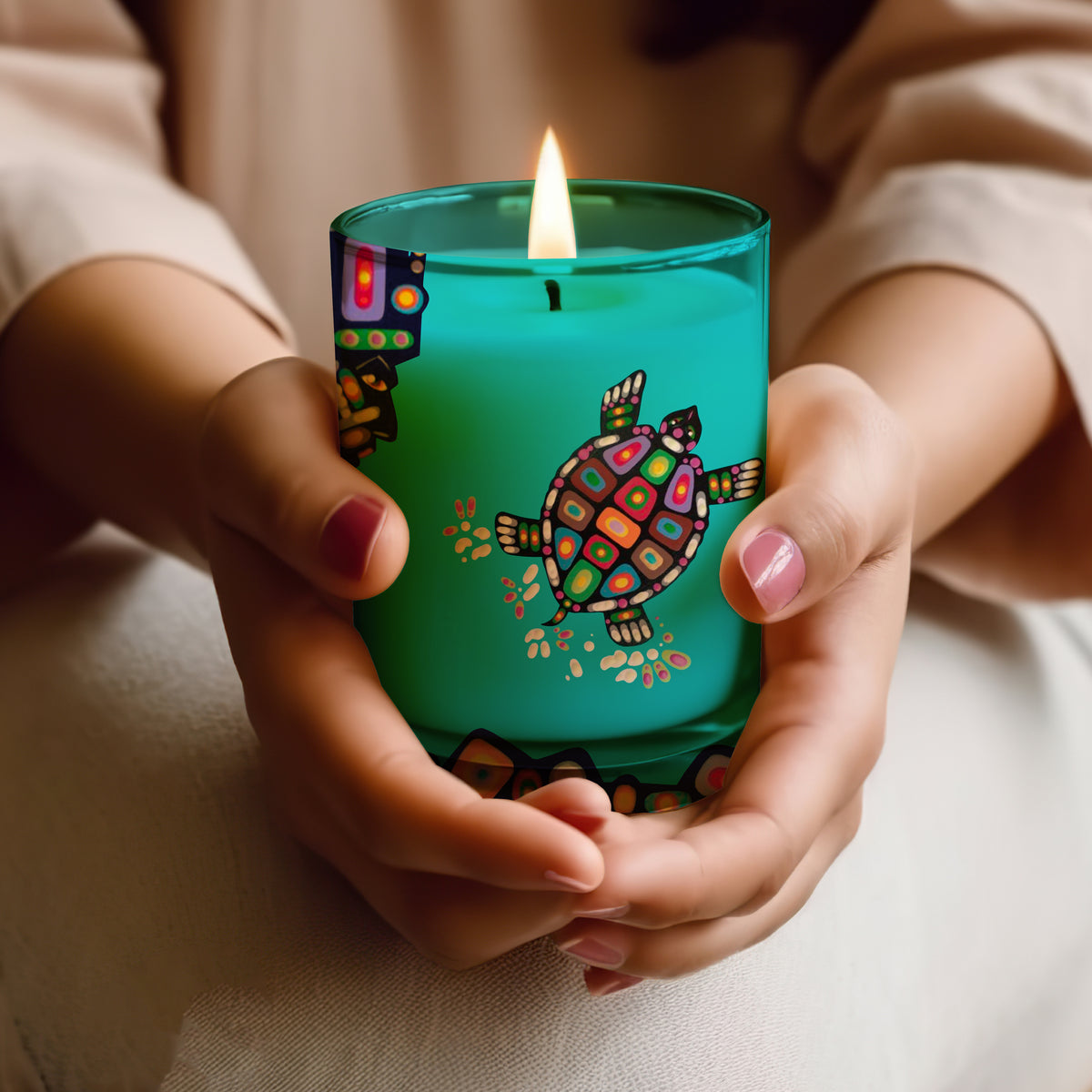 Scented Candle with 'Turtle' by John Rombough (Denesuline Ancestral artist)