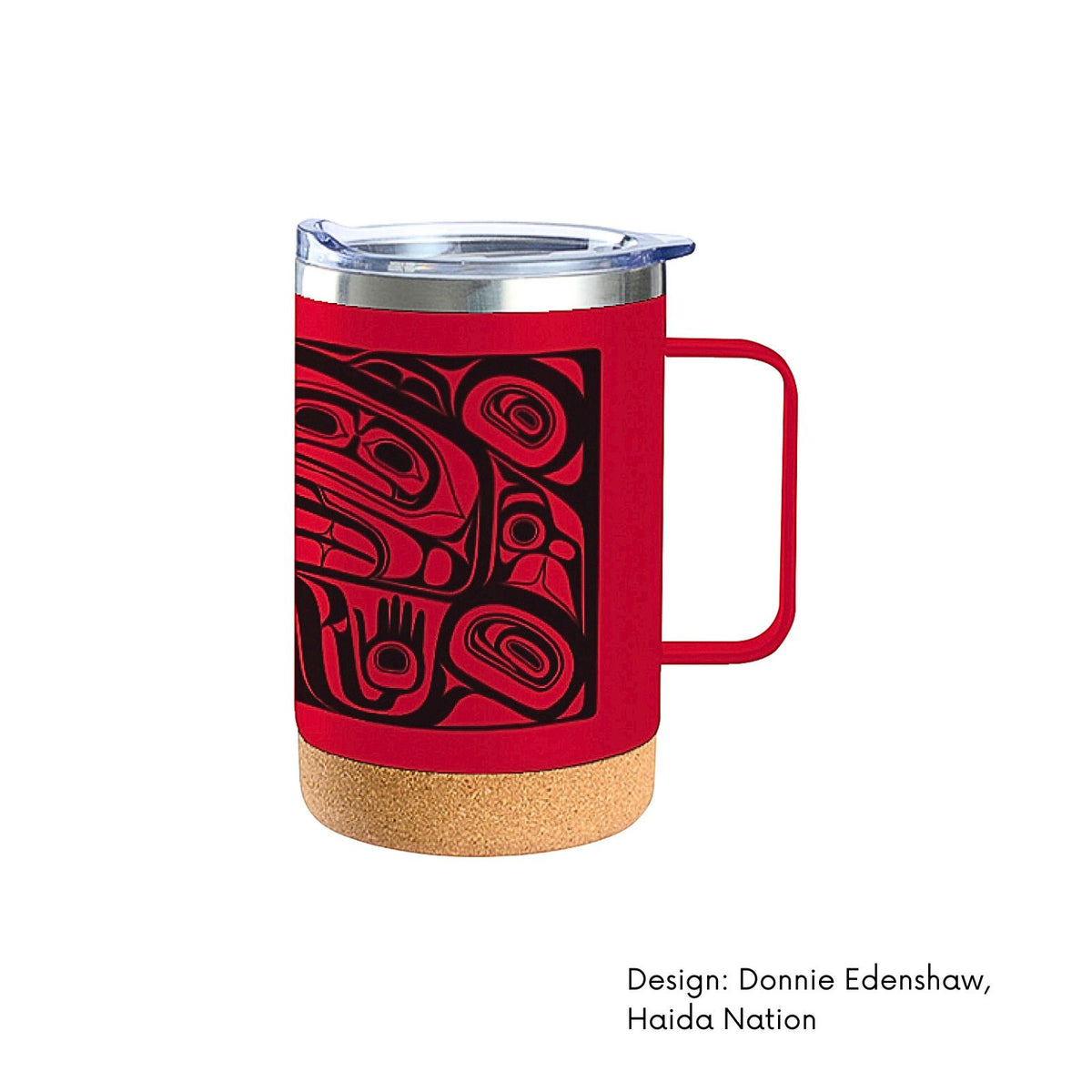 Travel Mug with Handle w/ Contemporary Indigenous Design (16 oz)