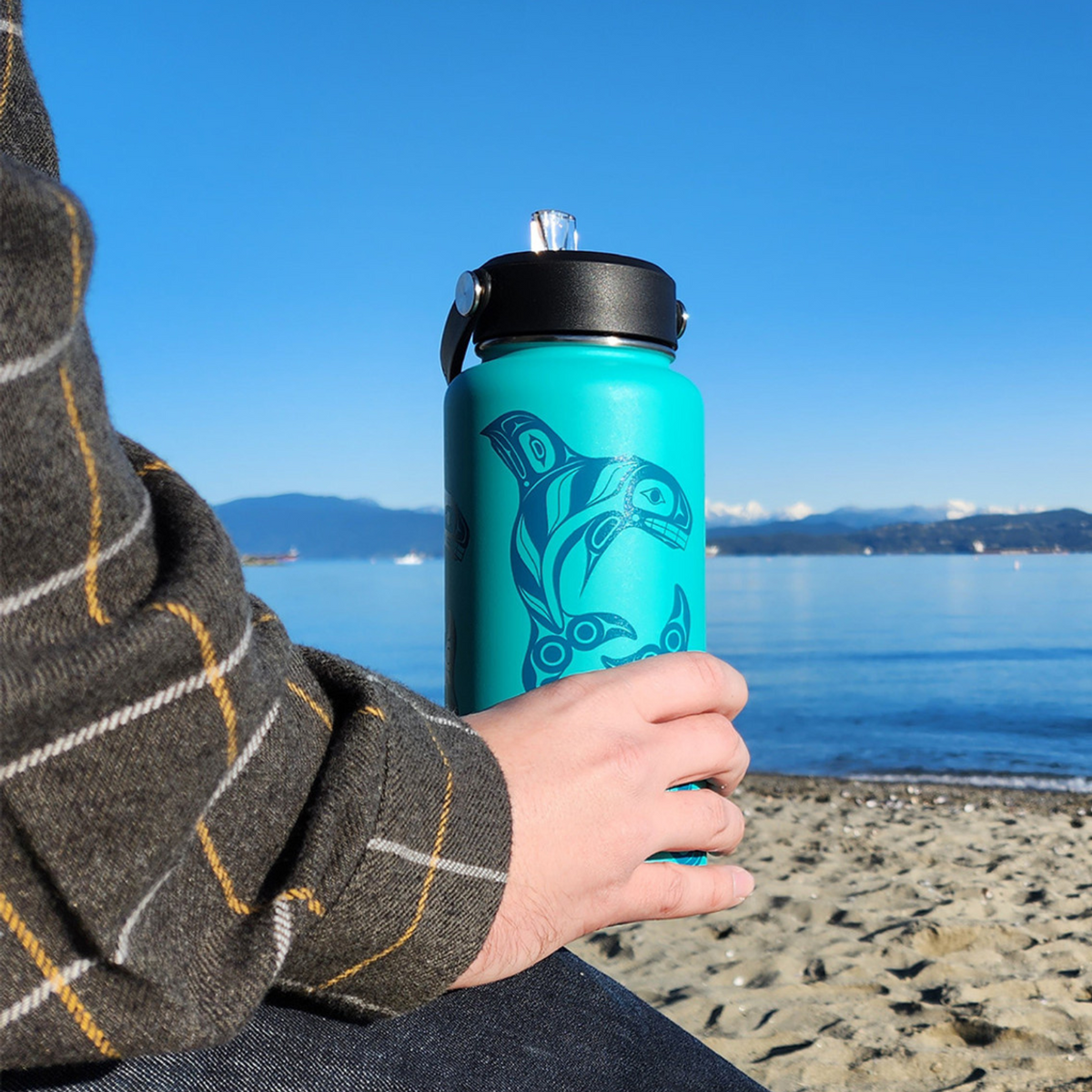 Wide Mouth Insulated Bottle w/ Contemporary Indigenous Design (32 oz)