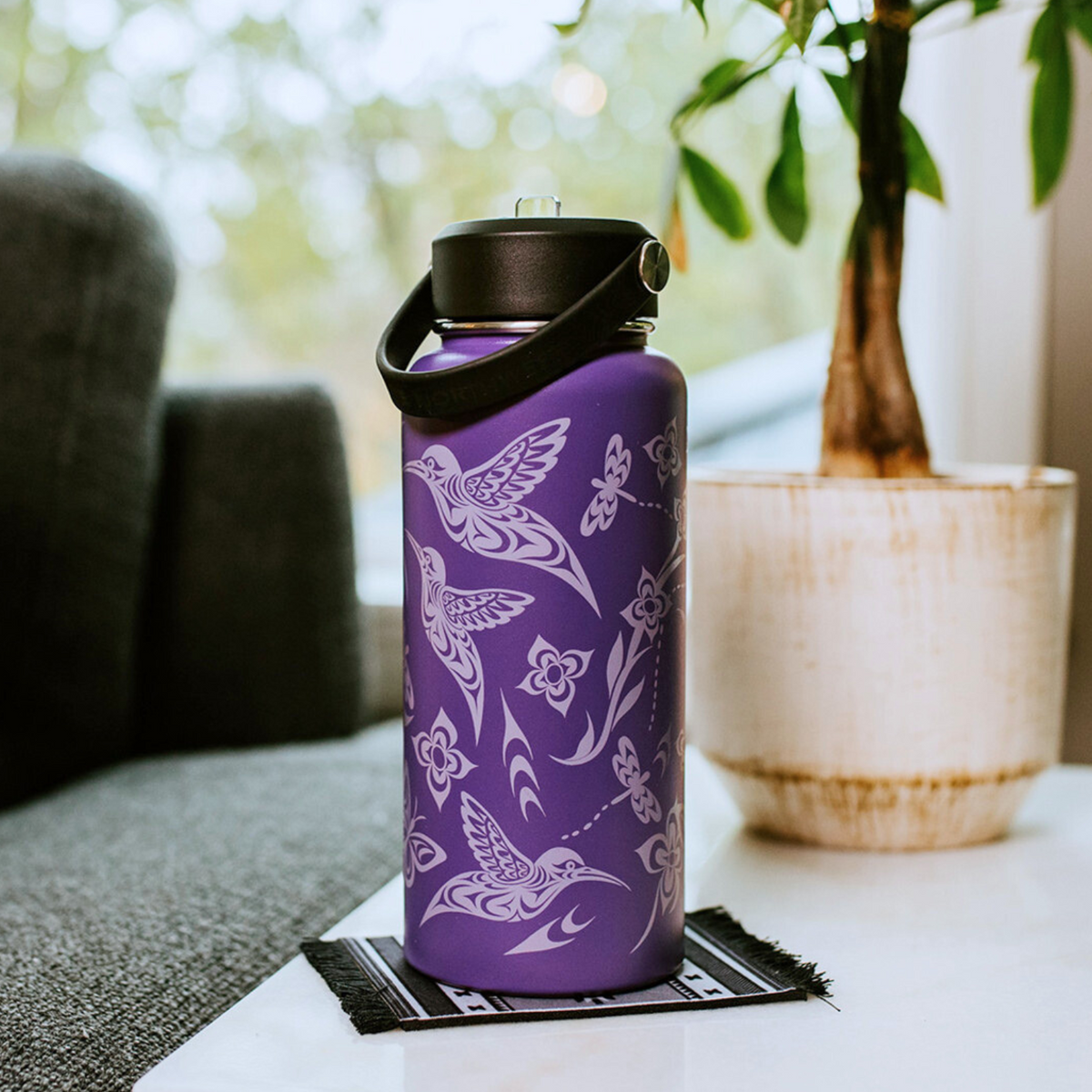 Wide Mouth Insulated Bottle w/ Contemporary Indigenous Design (32 oz)