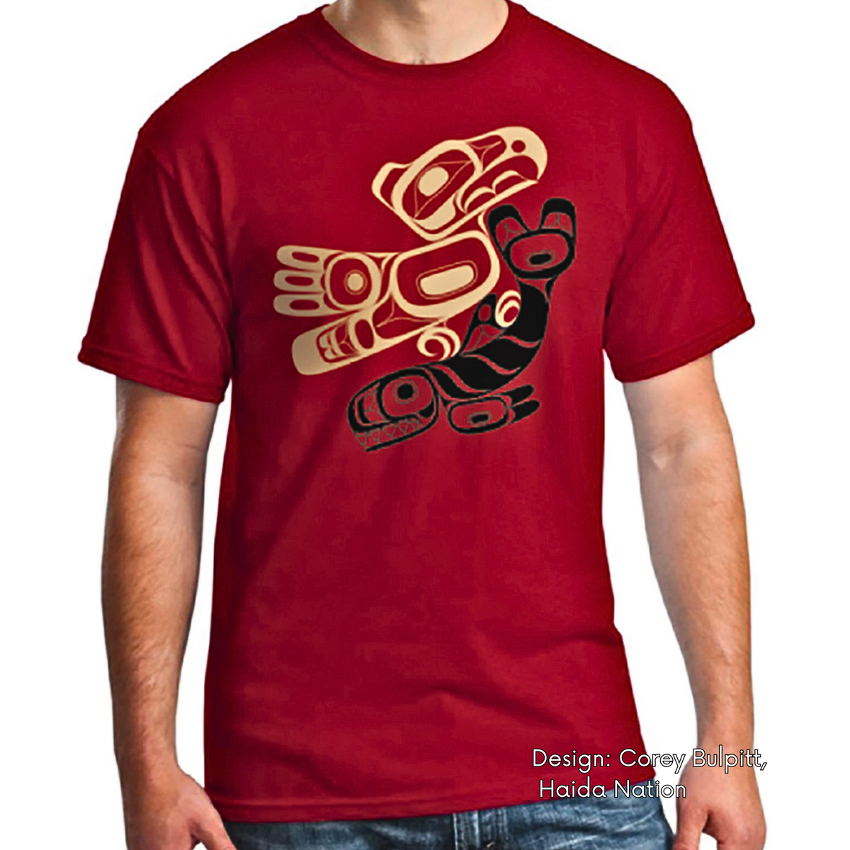 T-shirt with Thunderbird and Orca Indigenous Design