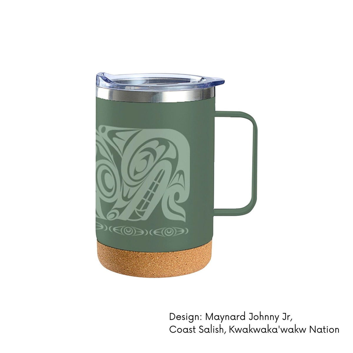 Travel Mug with Handle w/ Contemporary Indigenous Design (16 oz)
