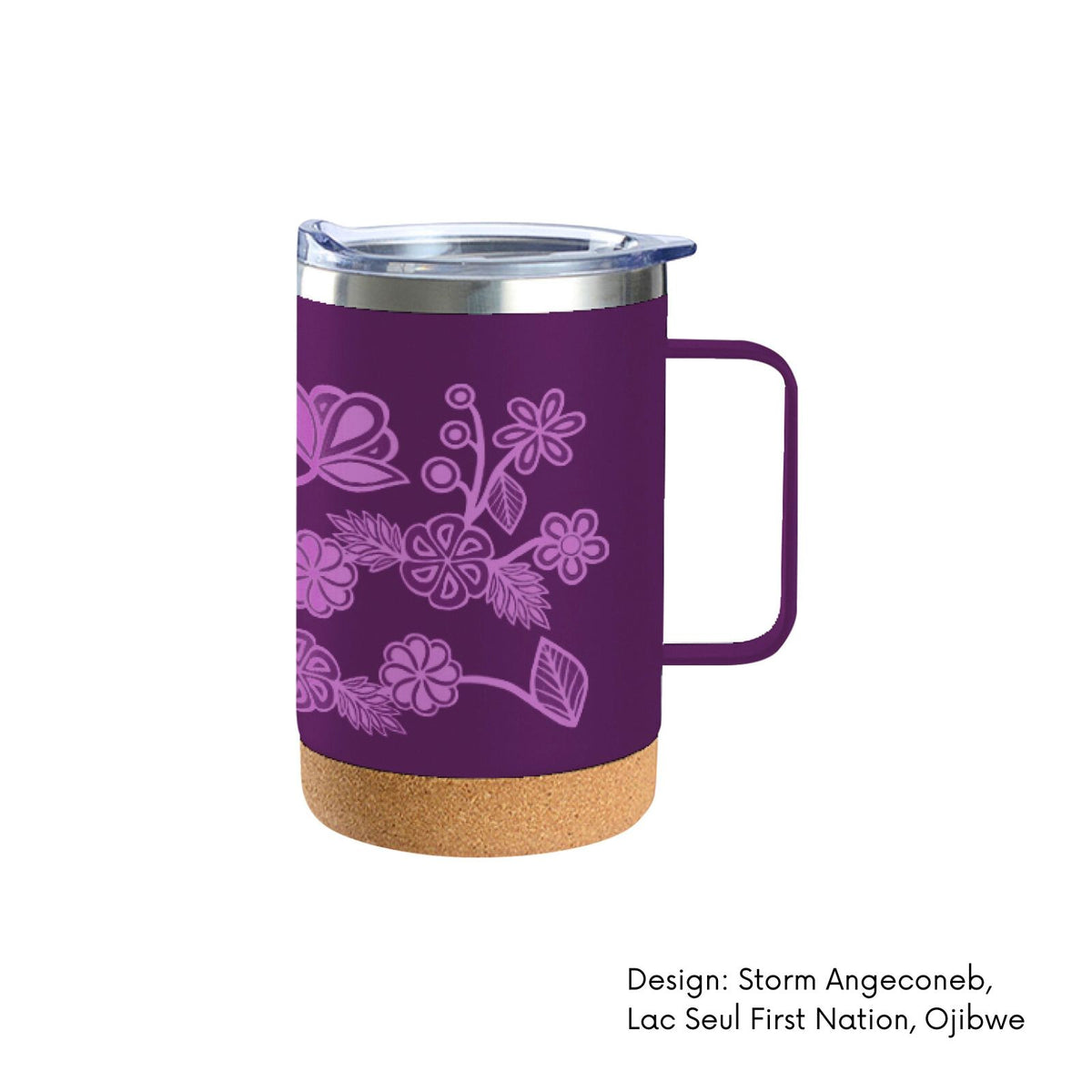 Travel Mug with Handle w/ Contemporary Indigenous Design (16 oz)