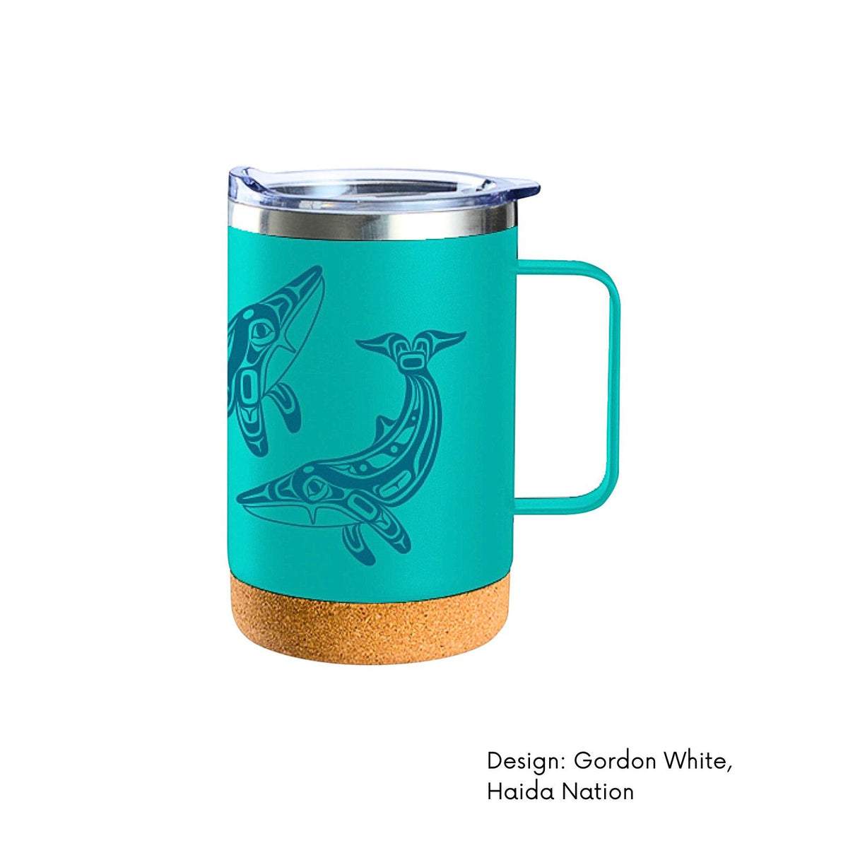 Travel Mug with Handle w/ Contemporary Indigenous Design (16 oz)