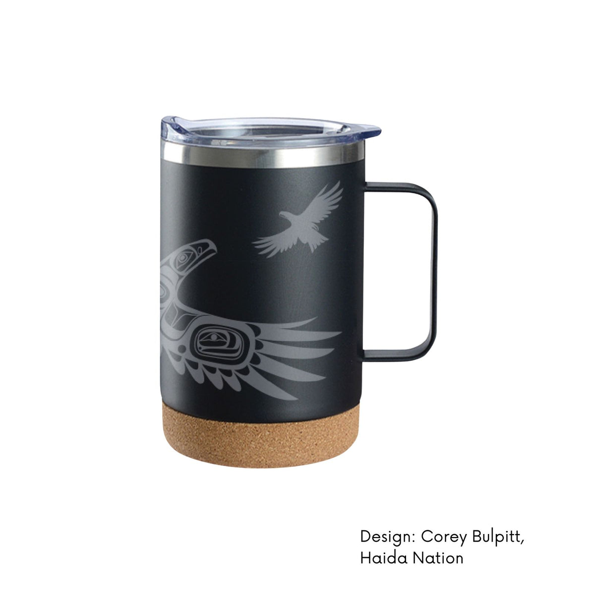 Travel Mug with Handle w/ Contemporary Indigenous Design (16 oz)