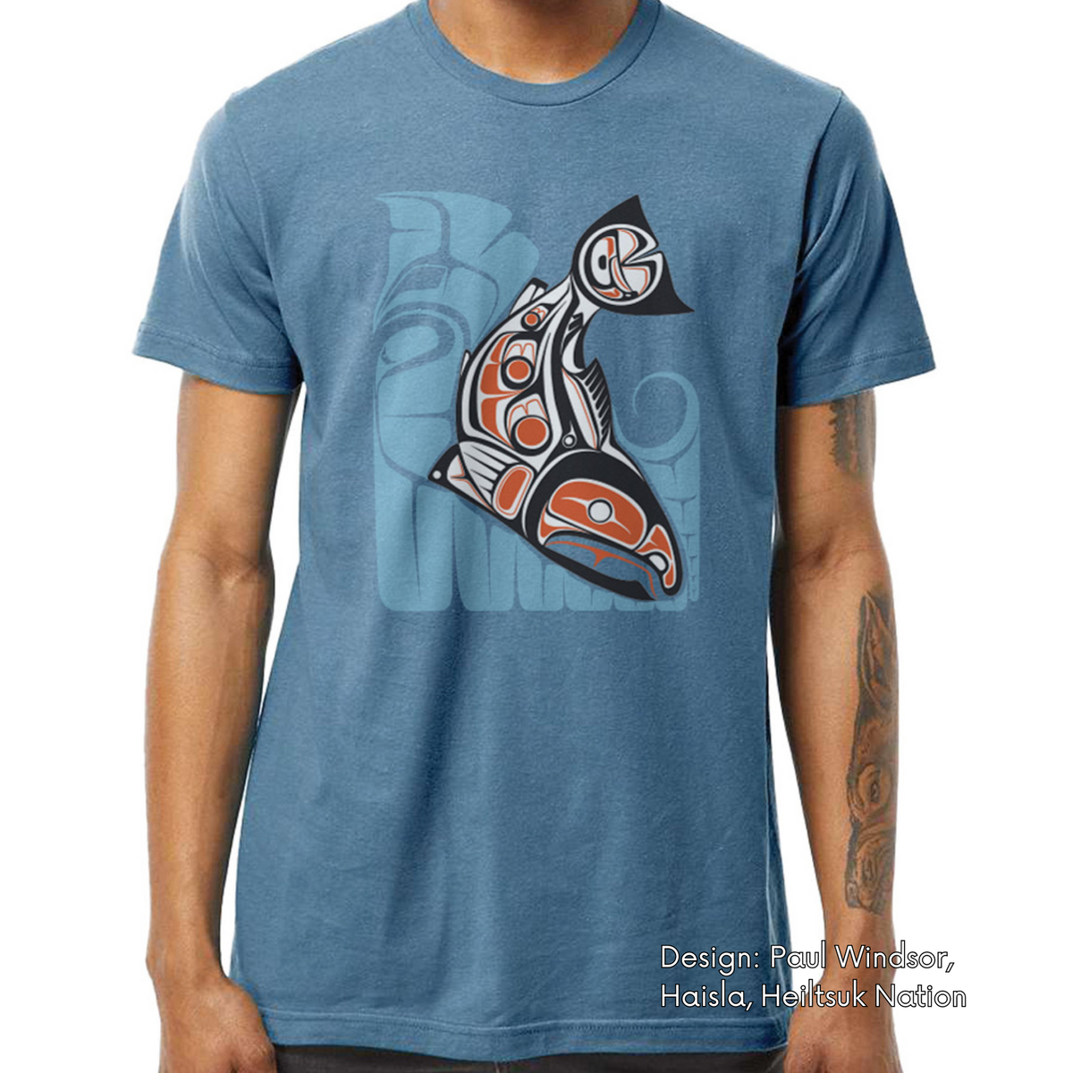 T-shirt with Sockeye Salmon Indigenous Design