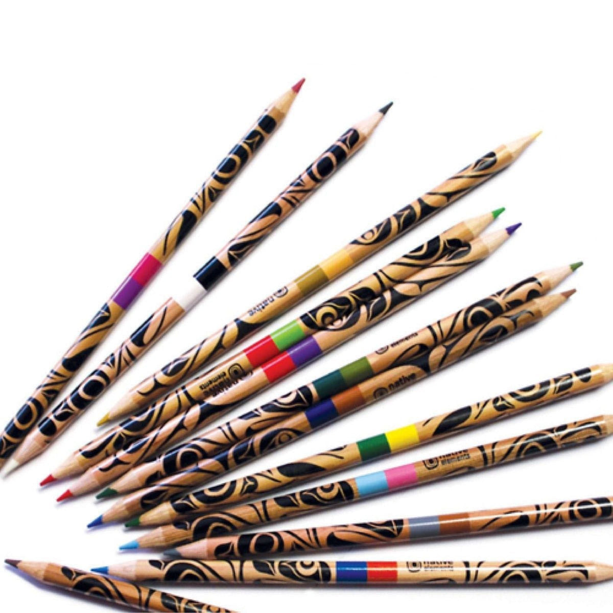 Duo Coloring Pencils w/ Contemporary Indigenous Design (set of 12)